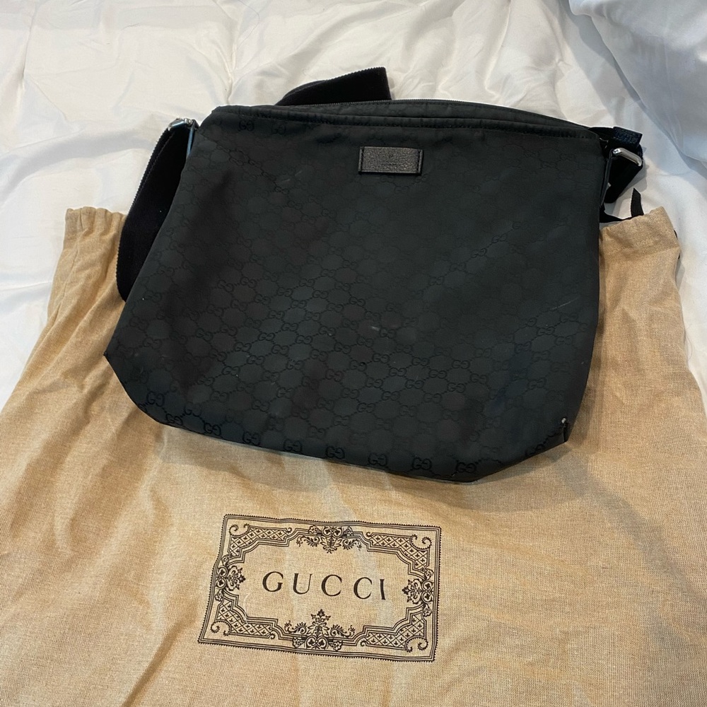 Authentic Gucci over the shoulder canvas bag